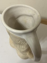 Western Cowboy Boot Ceramic Mug Stein White Off-White Embossed Handle Novelty