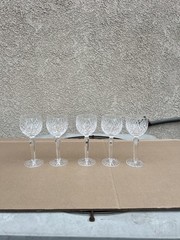 Vintage Waterford Crystal “Lismore” Hock Wine Glasses. Set of 5 All Marked