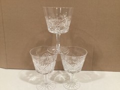 vtg. cut crystal champagne star fans 4 3/4″ tall. set of 3