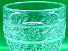 Vintage Cut Glass Cordial Sherry Goblet Glasses Hexagonal Base Floral Set of 7