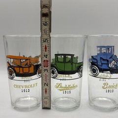 Vintage Hazel-Ware “Gay Glasses” – Set of 4 Double-Sided Antique Car Tumblers