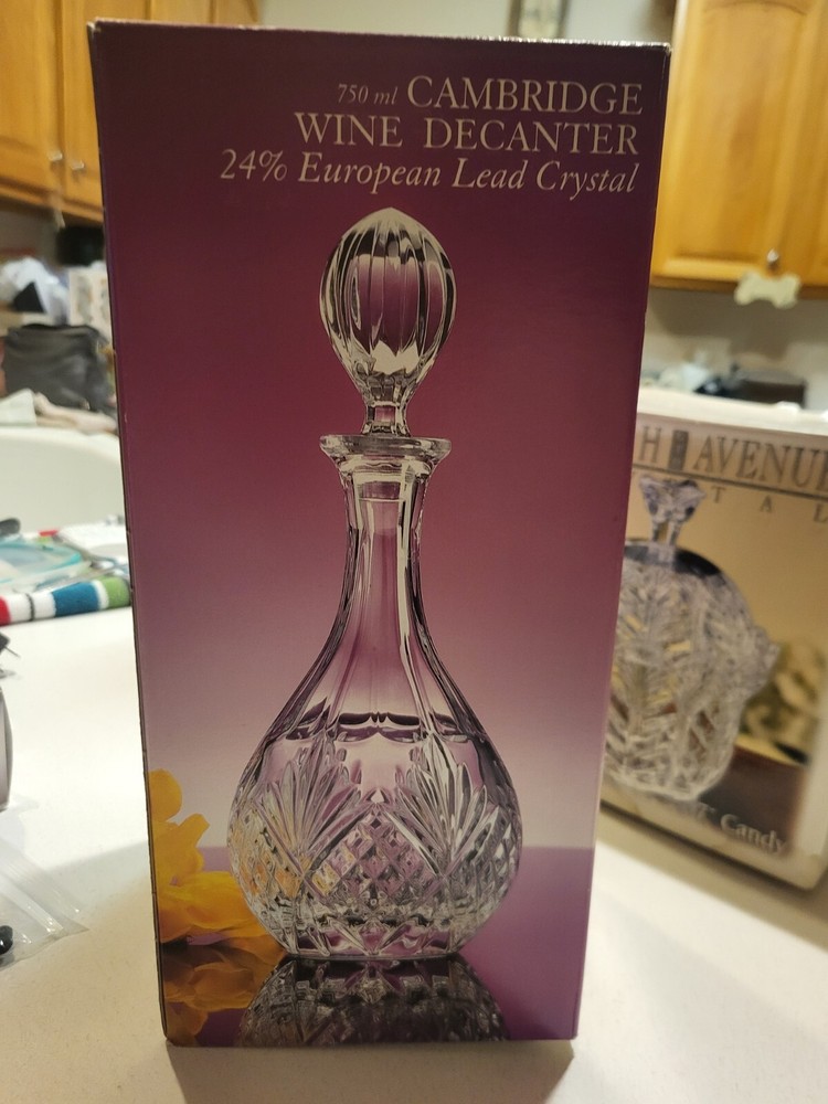 Vintage Cambridge 24% Euro Lead Crystal Wine Decanter 750 ml New