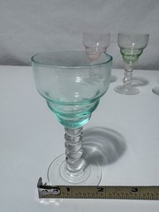 Set Of 5 Pastel MCM Bubble Stem Barware Hand Blown Cordial Aperitif Glasses “C”