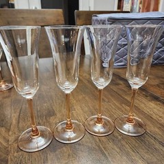 Vtg French Luminarc Pink GlassWare Lot champagne flute +