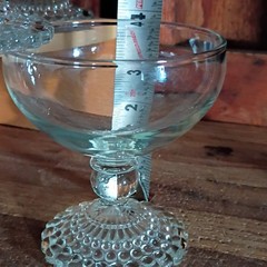 VTG 4 Unmarked Pressed Glass Clear Champagne Coupe Glasses Textured Foot 4.25 in