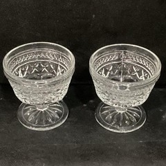 Anchor Hocking Wexford Wine Glasses Diamond Cut Pattern Pressed Glass set of 2