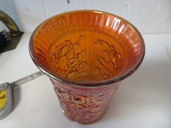 Vintage Pre-logo Imperial Marigold Carnival Glass Lustre Rose Tumbler