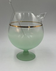 VTG Blendo Frosted Glass Green Cocktail Martini Snifter Style Pitcher w/ Stirrer