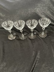 4 TIFFIN-FRANCISCAN Champagne/tall sheberts Crystal Glasses. June Night pattern