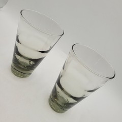 Set of 2 MCM Libbey Saturn Optic Ripple Smoke Cocktail Cooler Highball Glasses