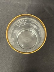 Set Of 4 Vintage Macbeth Evans Coralene Pattern Glass Tumblers W/Metallic Trim