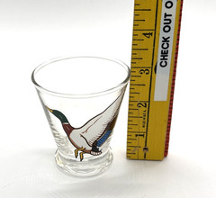 3 Vintage 70s Mallard Duck Drinking Glass Whiskey Hunting Country-EUC -FAST SHIP