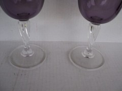 Purple Cristal D’Arques-Durand Casual Settings Amethyst 2 Vintage Water Glasses*