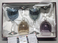 Cristalleria Fratelli Fumo Wine Colored Glasses Set of 4 Hand Made Italy NIB