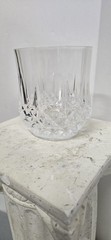 Set of 4 Clear Cut Glass Rocks Glass Tumbler Round Unmarked 3in Dia x 3.5in H