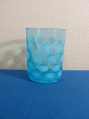 EAPG Blue Opalescent Hobbs Brockunier Polka Dot Inverted Thumbprint Tumbler 1884
