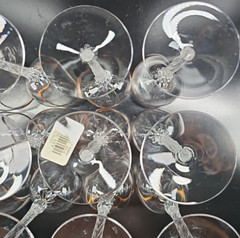 (12) Lenox Monroe Gold Trim Water Goblets Set Crystal Clear Elegant Stemware Lot