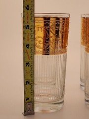 6 Vtg CULVER STARLYTE Highball Hollywood Glam Glasses w/Ornate 22K Gold Bands