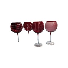 Retired!!! IOB Mikasa Crystal Cheers Ruby Ballon Goblets-Set of 4 24.5 fl oz