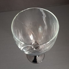 Cristal d’Arques Astra Goblet Black Stem Swirl Optic Clear Bowl Vintage France