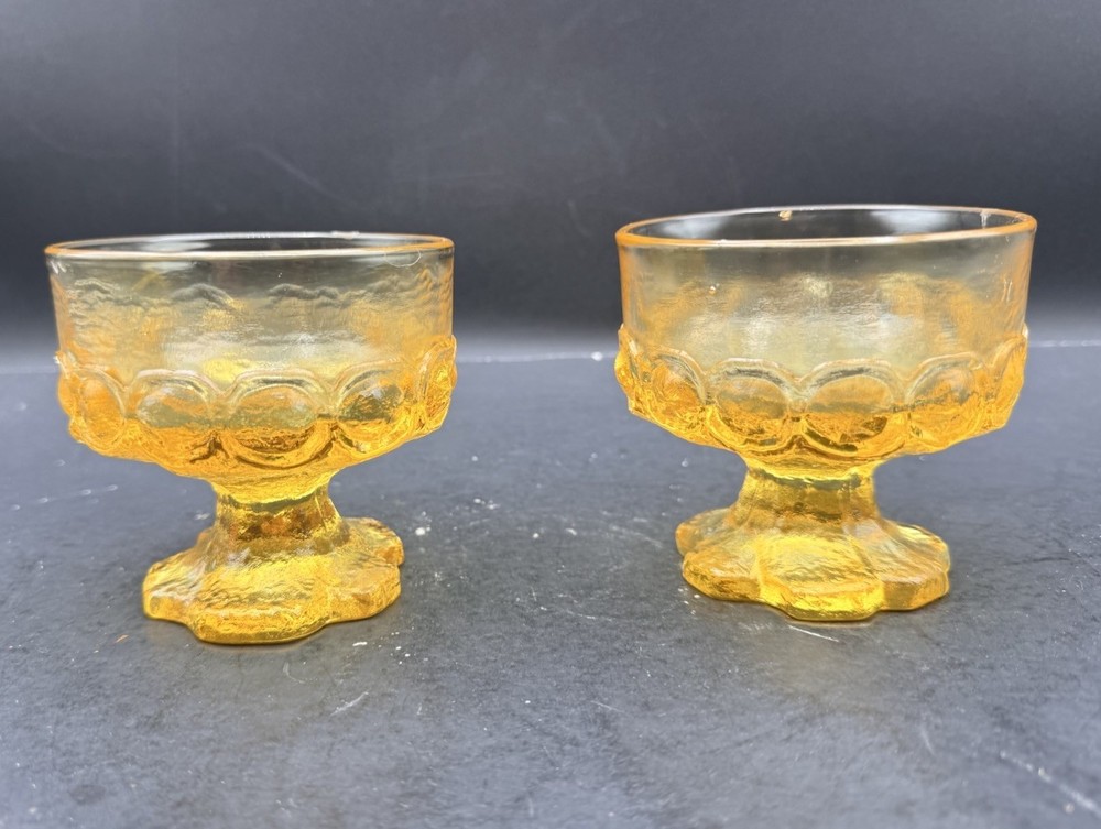 VTG set of 2 Tiffin Franciscan Madeira Cornsilk yellow goblet/champagne/sherbert