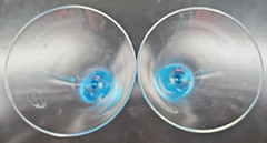 2 Artland Presscott Aqua Wine Glasses Set Elegant Clear Frosted Stemware Bar Lot