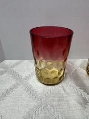 EAPG Hobbs Brockunier Amberina Inverted Thumbprint Tumblers ~ Set of 2