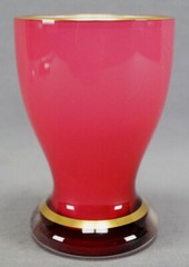 Czech Bohemian Hand Blown Cranberry Cased Glass Tumbler Spa Glass Circa 1900