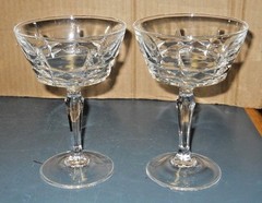 VINTAGE LOT 2 WM DALTON 24% LEAD CRYSTAL CHERBOURG FRENCH CHAMPAGNE STEM GOBLETS