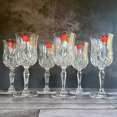 Vintage RCR Cristalleria Italiana Opera Crystal Wine Goblets Set of Six NOS