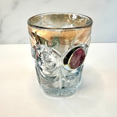 💠 Antique EAPG Purple Flashed Thumbprint Tumblers Gold Trim Set of 3