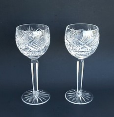 Set of 2 Tyrone Vintage Stemmed Crystal Wine Glasses