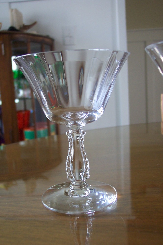Fostoria Glass Clear Panel Optic Silver Flute Low Sherbet Excellent Used Cond.