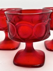 Set of 3 NORITAKE MCM Red Spotlight Pedestal Sherbert/Dessert Glasses Dishes Vtg