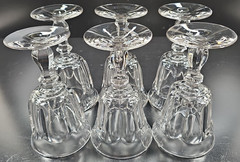 6 Imperial Glass Old Williamsburg Clear Water Goblets Vintage Stemware Retro Lot