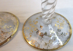 MURANO~24KT GOLD~GILDED FLORAL~GLASS CHAMPAGNE/ WINE FLUTE~LABEL ON BOTTOMS