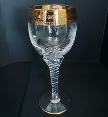 Interglass Italy Hand Blown Crystal Wine Glass Prince of Florence 24 K Gold Band