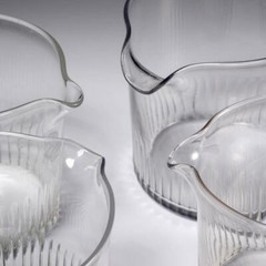 19th Century Georgian Clear Glass Wine Rinser Double Spout Beaker Cups 4pc Lot D