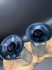 2 Vtg Lenox USA Antique Dark Blue Iced Tea Glasses 6-5/8″ Paneled Stem Footed