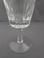 6 Fine Crystal English Wine Glasses Vertical & Oval Cut Multi Sided Stem Design