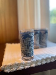 Vintage Currier & Ives Blue 12 Oz Royal Tumbler Old Grist Mill Glass – Set of 6