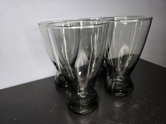 Vintage Libbey Smoked Gray Pilsner Glasses w Round Weighted Base Set of 4