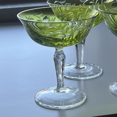 Nachtmann Traube Crystal Glasses Green Grape & Leaf Fine Bavarian Crystal (4)