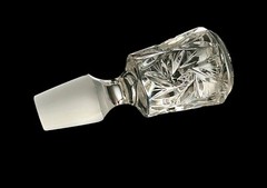 Vintage Bohemian Czech Cut Crystal 13” Decanter w/ Wine Glasses Pinwheel Mint