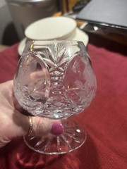 Waterford (?) Crystal Brandy Cognac Snifter Glass 4.5″ Etched Barware HEAVY