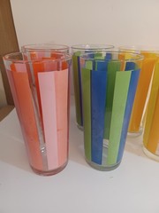 Vintage Summertime Rainbow Striped Set Of Six Tumblers Pre-owned 6.5 Inches