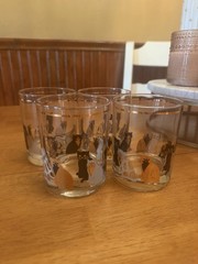 Vtg MCM Culver Cat Old Drinking Glasses Set of 4 Gold trim