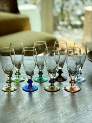 Vintage Hand Blown Harlequin Champagne Flutes Blefeld Co Set Of 8 NEW