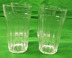 Federal Glass Ribbed Flat Iced Tea Tumblers Glasses 5 1/2″ Lot of 4 Clear 12 oz