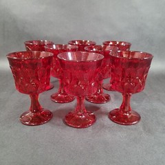 Vintage Noritake Perspective Ruby Red Glass Juice Wine Goblet 4.75″ Set of 8